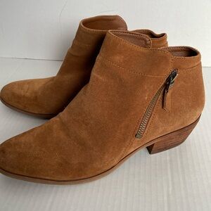 Sam Edelman Womens Packer Ankle Boots Suede Low Heel Leather  2x Pull Zip